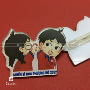 Huy hiệu cài áo mica - Huy hiệu chiến sĩ hoa phượng đỏ