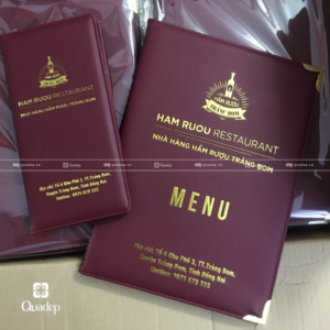 Bìa da menu in logo Hầm rượu