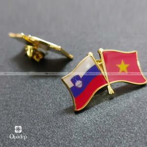 Huy Hiệu Cài Áo Lá Cờ Đôi Slovenia-Việt Nam