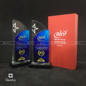 Kỷ Niệm Chương Pha Lê Đẹp In Logo Công Ty Bio