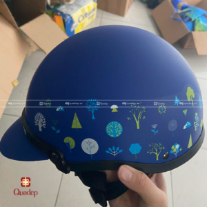 mũ bảo hiểm màu xanh dương in logo giá tốt