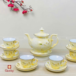 Alternative view of Bộ Ấm Trà Bát Tràng In Hoa Văn