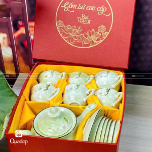Bộ Ấm Trà Bát Tràng In Hoa Văn