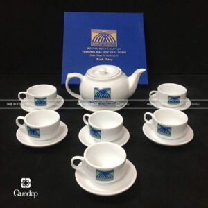 Bộ Ấm Trà In Logo Trường ĐH Cửu Long