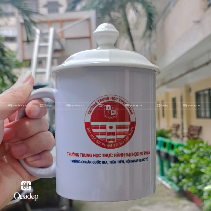 Ly Sứ Bát Tràng Có Nắp In Logo