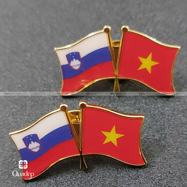 Huy Hiệu Cài Áo Lá Cờ Đôi Slovenia-Việt Nam - Ảnh 2
