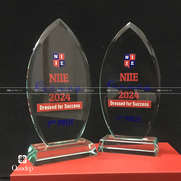 Cúp Lưu Niệm Thủy Tinh In Logo NIIE - Ảnh 2