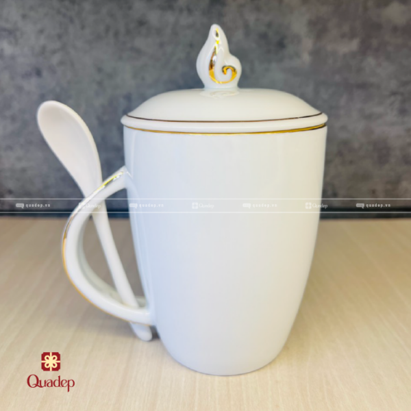 Bộ Ly Sứ Trắng Có Muỗng