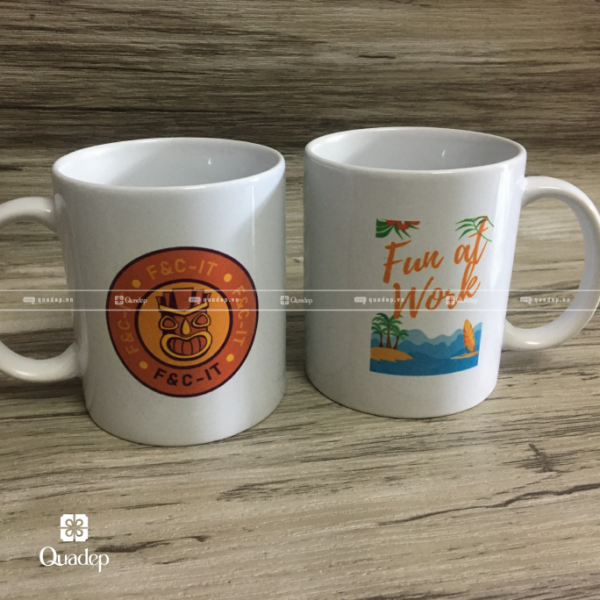 Ly Sứ Trắng In Logo Làm Quà Tặng
