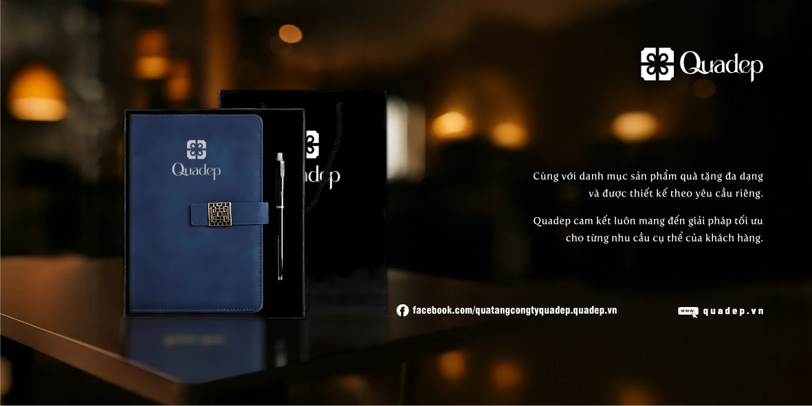 Sổ da cao cấp in logo doanh nghiệp, bìa da sang trọng, thiết kế tinh tế