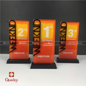 Kỷ Niệm Chương Pha Lê Phối Chữ Mica Cắt Theo Thiết Kế